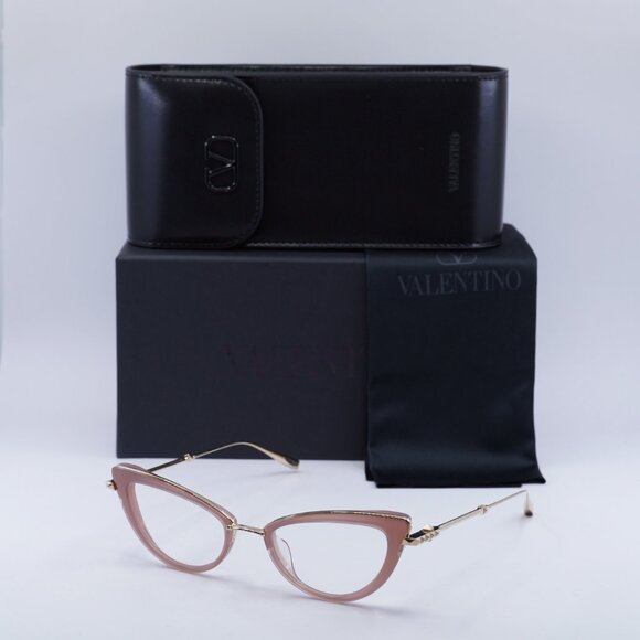 Valentino V-DAYDREAM VLX-123B Cat Eye Eyeglasses 51mm - Powder Pink/Gold - Picture 7 of 10